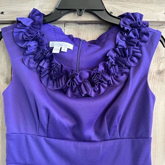 London Times Rose Neckline Purple Sheath Dress - Picture 3 of 8